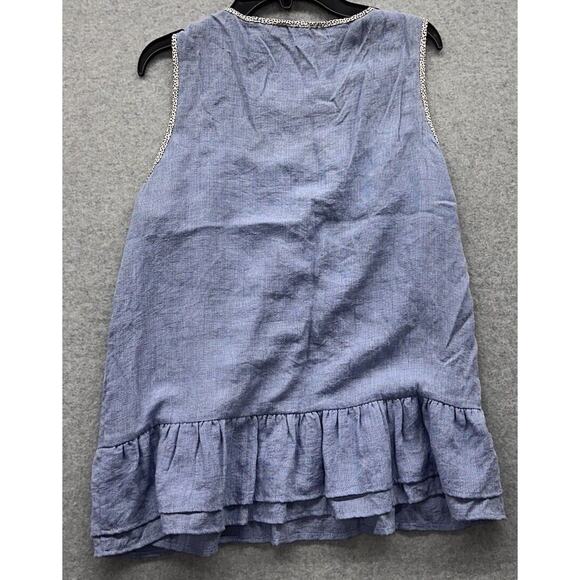 Anthropologie THML Top Womens Size Small Sleeveless Cage Front Peplum Blue S - Picture 7 of 7